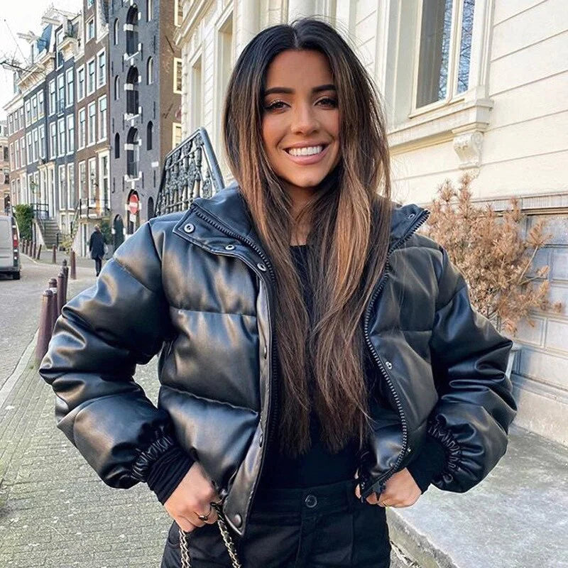 Monica™ - Leren Puffer Jas