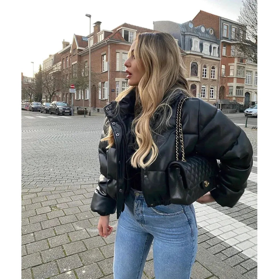 Monica™ - Leren Puffer Jas